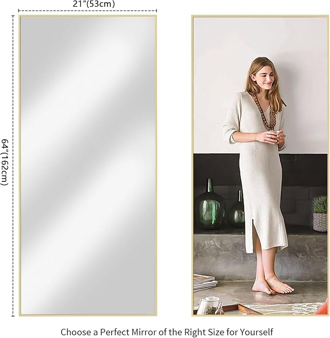 Koonmi 64"x21" Floor Mirror Full Length, Bedroom Floor Body Mirror - Image 8