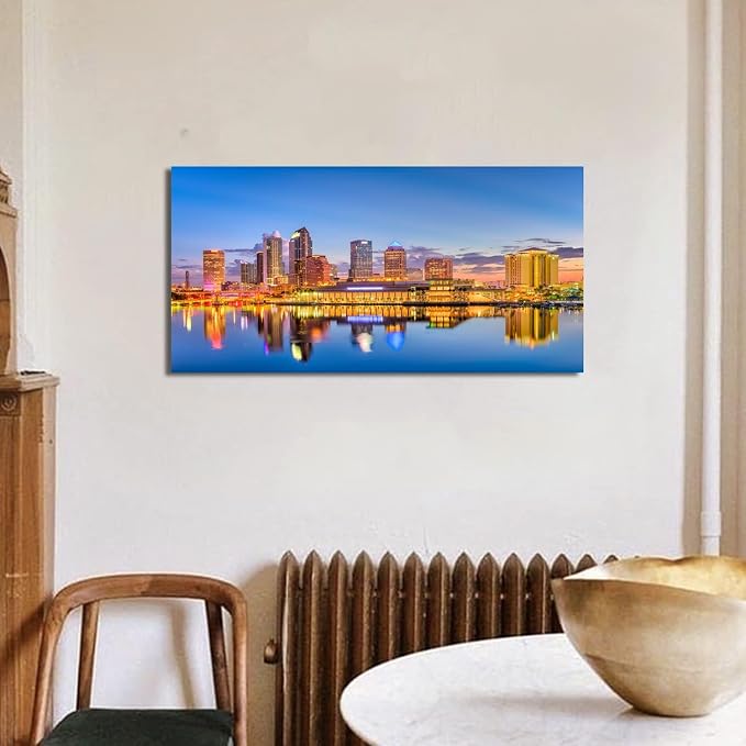 AIYISU Florida Skyline Wall Art USA City Poster Tampa Cityscape Picture Modern - Image 7