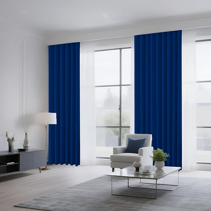 CUCRAF Royal Blue Blackout Curtains 45 inch Length 2 Panels Set, Rod Pocket - Image 8
