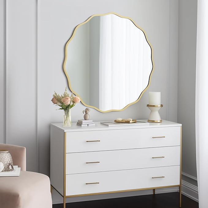 WallBeyond Round Wavy Mirror for Wall Decorative 32 inch, Modern Round Mirror - Image 3