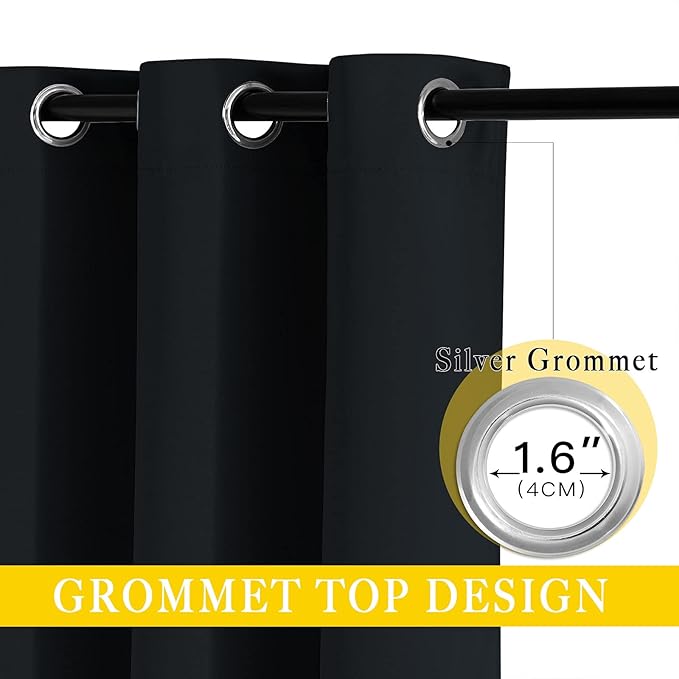 NICETOWN Black Out Sliding Door Curtain 102 inches Long, Grommet Thermal - Image 3
