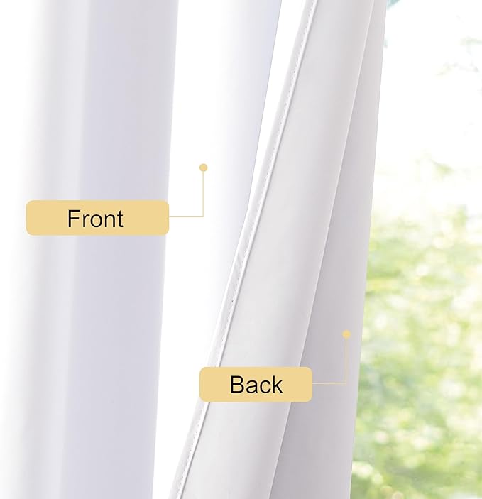 NICETOWN Bedroom 100% Blackout Curtains, 2 Panels, 34 by 84, Snow White - Image 6