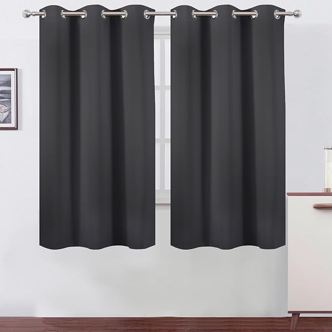 LEMOMO Dark Grey Thermal Blackout Curtains/38 x 63 Inch/Set of 2 Panels Room by Lemomo