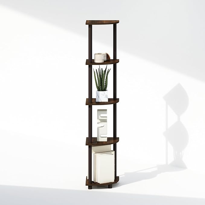 Furinno Turn-N-Tube Storage Shelves, 5-Tier Book Shelf, Corner Shelf, Toolless - Image 7