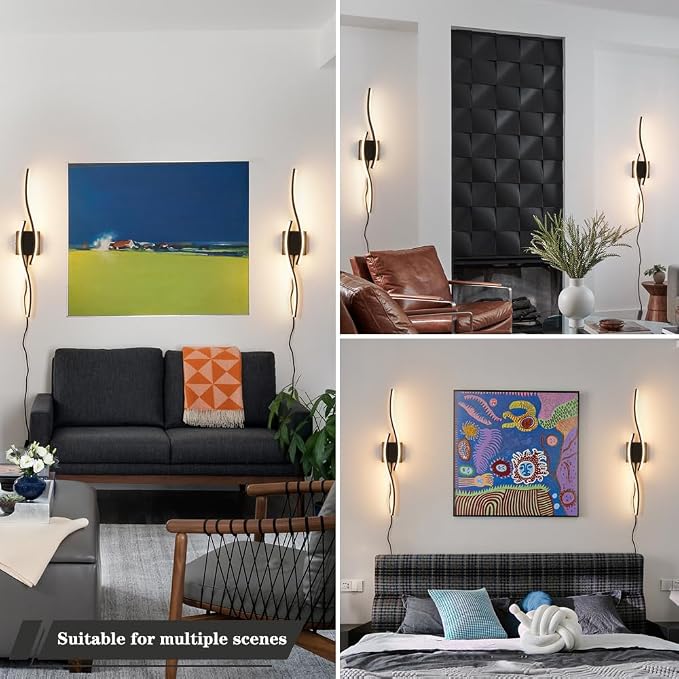 Plug in Wall Sconces Set of 2, Modern Plug in Sconce - Image 4