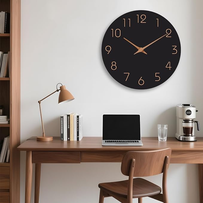 Mosewa Large Wall Clock 18 Inch Black Battery Operated Silent Non Ticking - Image 7