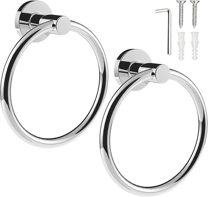 SetSail Towel Holder for Bathroom Wall 2 Packs Towel Ring Stainless Steel Heavy by SetSail