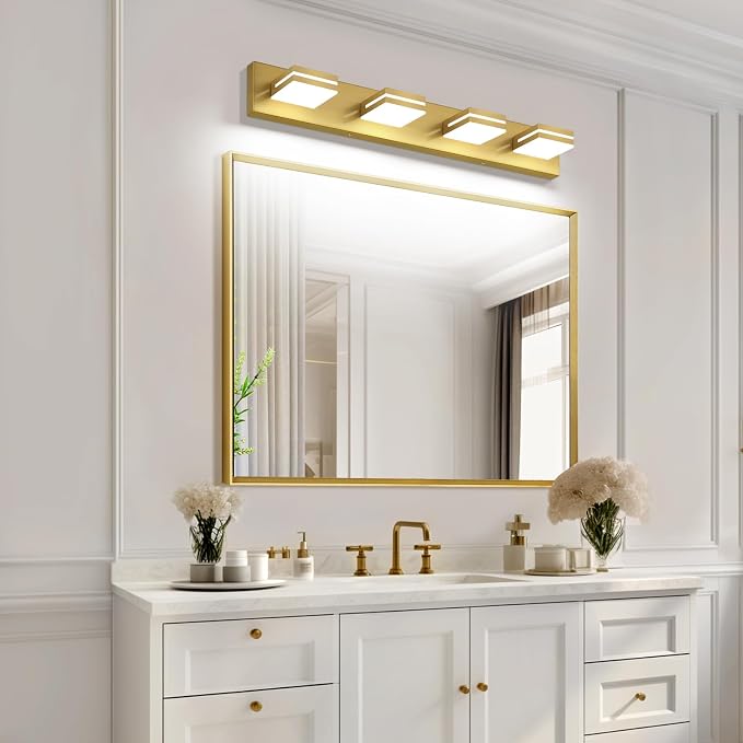 SineRise LED Modern Bathroom Vanity Light Fixtures, Brass Modern Acrylic - Image 8