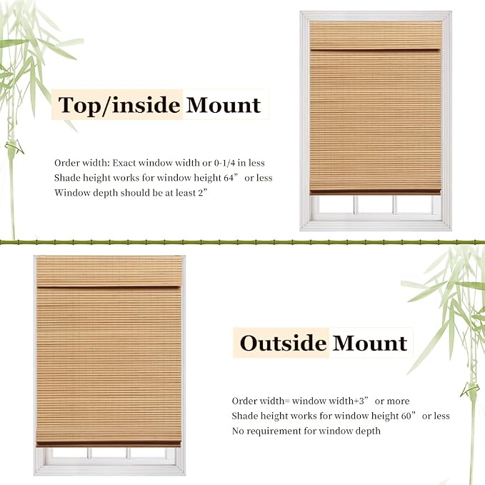 LUCKUP Cordless Bamboo Roman Blinds Shades - Image 5