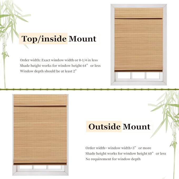 LUCKUP Cordless Bamboo Roman Blinds Shades - Image 5
