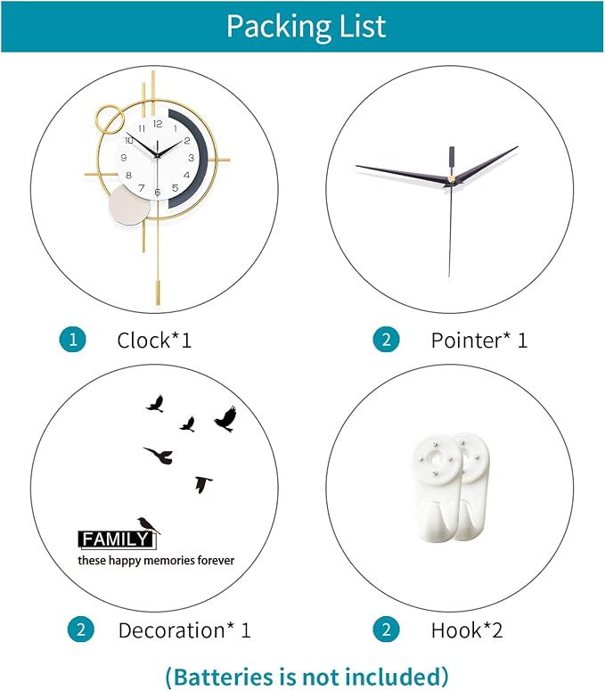 Large Wall Clocks for Living Room Decor Modern Wall Clock Battery Operated - Image 7