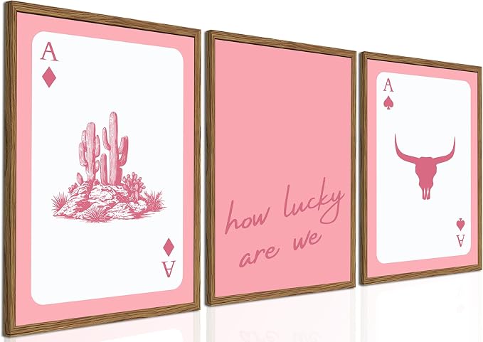 Pink Western Wall Art, How Lucky are We Wall Decor Picture Southwestern Cowgirl by TransformYourWallsElevateYourStyle