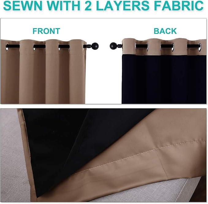 NICETOWN Cappucciono Kitchen Full Blackout Short Curtain Panels, Super Thick - Image 5
