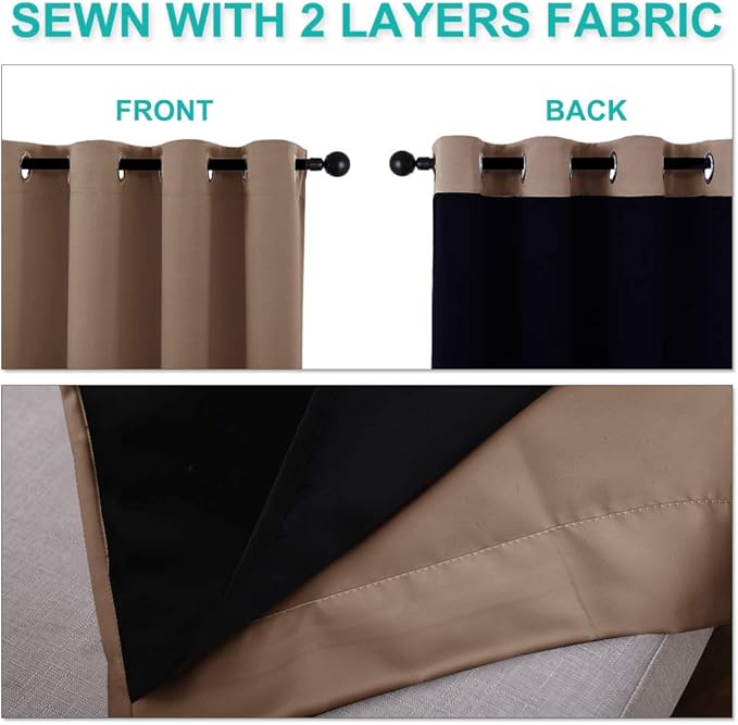 NICETOWN 100% Blackout Blinds, Cappuccino, Laundry Room Decor Window Treatment - Image 5