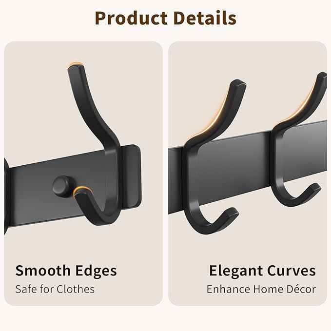 GWAAZXGZ Black Coat Rack Wall Mount - Image 5