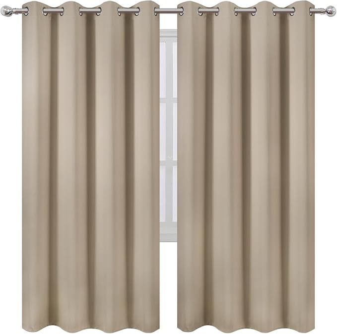 LEMOMO Khaki Thermal Blackout Curtains/52 x 72 Inch/Set of 2 Panels Room - Image 2