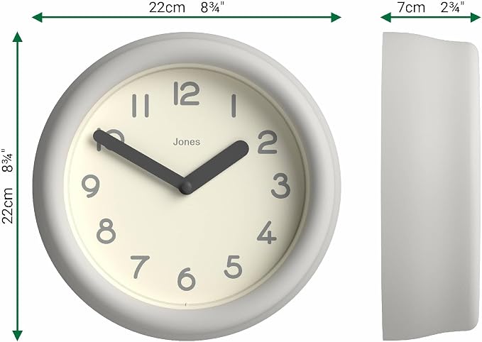 JONES CLOCKS® Fuze wall Clock | Small Round Clock | Gray | Playful Modern Design - Image 3