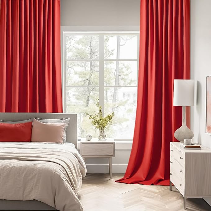 MIULEE Christmas Red Back Tab Blackout Curtain 96 Inch Long 2 Panels Set - Image 2