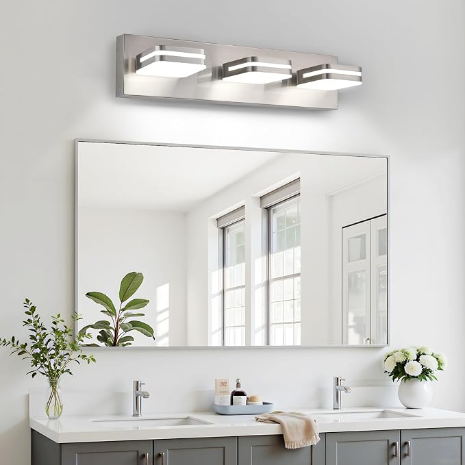 360° Rotate LED Bathroom Vanity Light Fixtures, 1300LM Acrylic Brushed Nickel - Image 8