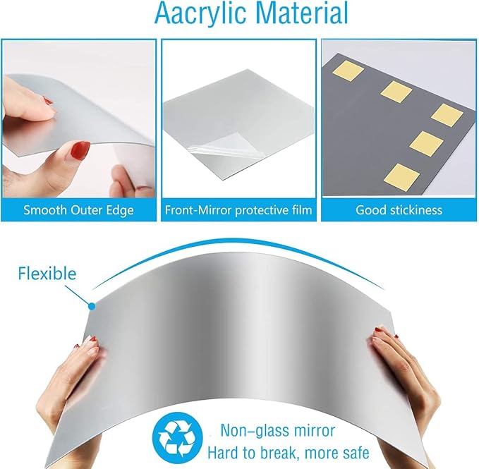16"x 12"x 4Pcs Acrylic Mirror Sheet, Flexible Non Glass Full Length Full Body - Image 3