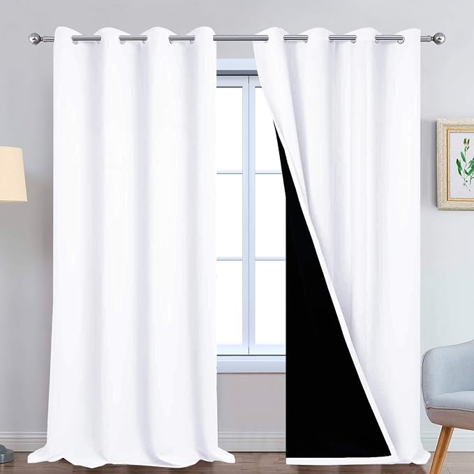 Yakamok 100% Blackout Curtains 108 Inches Long, 2 Thick Layers Thermal by Yakamok
