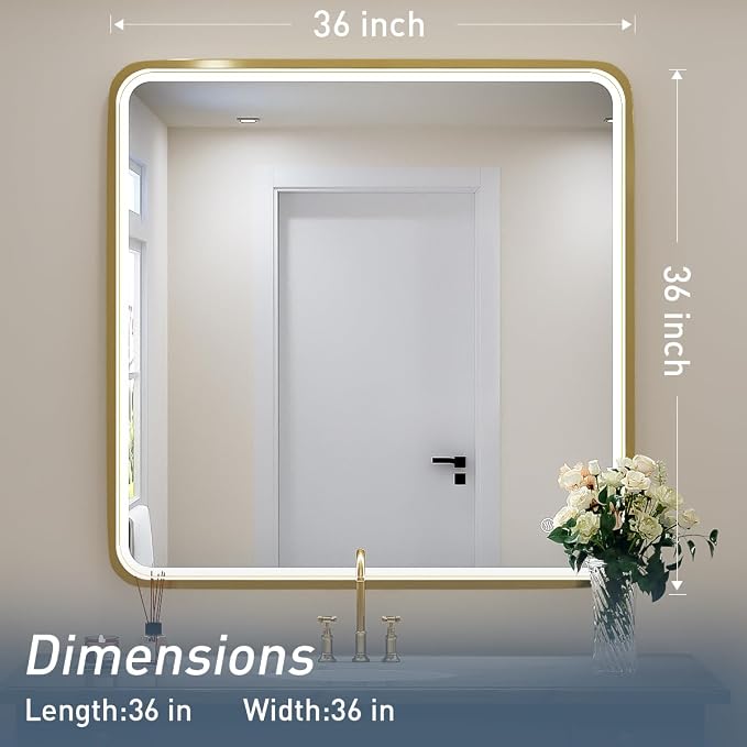 36X36 Inch LED Bathroom Mirrors, Bathroom Vanity Mirror - Image 7