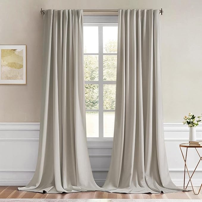 MIULEE Natural Back Tab Blackout Curtains 108 Inch Long 2 Panels Set by MIULEE
