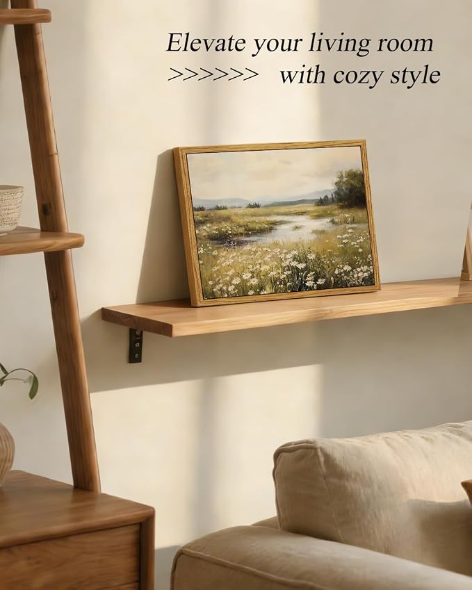 InSimSea Framed Canvas Wall Art, Vintage Floral Wildflower Field Prints Wall - Image 3