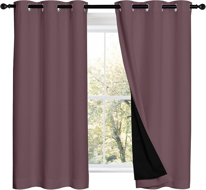 NICETOWN 100% Blackout Curtains 54 inches Long, Double-Deck Completely Blackout by NICETOWN