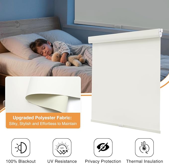 AOSKY No Drill Cordless Blackout Roller Shades - Image 6