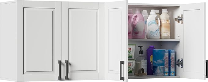 ChooChoo Laundry Room Cabinets, 4 Doors Wall Mounted Storage Cabinet, Kitchen by ChooChoo