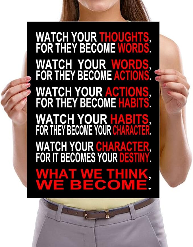 Pyradecor Watch Your Thoughts Motivational Classroom Poster Modern Canvas - Image 6