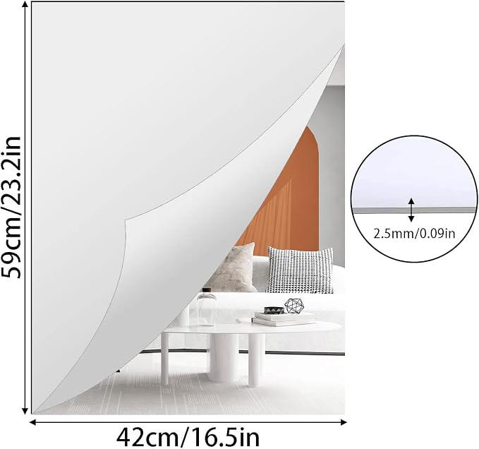 A2 Acrylic Mirror Sheet for Wall, 16.5" x 23.2" Large Rectangular Mirror Tiles - Image 2