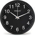 WISKALON 10 inch Wall Clock, Silent Non-Ticking Elegant Black Frame Wall Clock by WISKALON