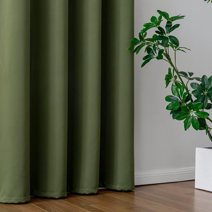 IGEMAEVE Olive Green Curtains 96 Inch Length 2 Panels Set, Light Filtering - Image 5
