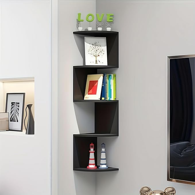 5-Tier Floating Corner Shelf Wall Mount, Heavy Duty Wall Corner Bookshelf - Image 5