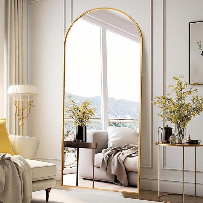 Rowjut Floor Full Length Mirror, Arched Mirrors Full Length 76"x34" by Rowjut