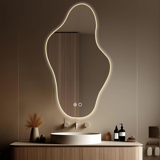55″x31.5″ Modern Irregular LED Bathroom Mirror - Image 2