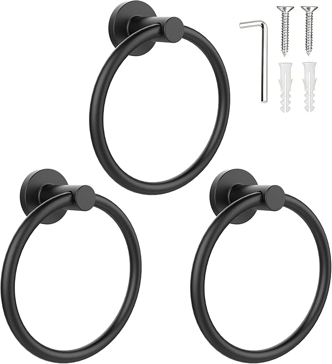 SetSail Towel Holder for Bathroom Wall Matte Black Towel Ring Stainless Steel by SetSail