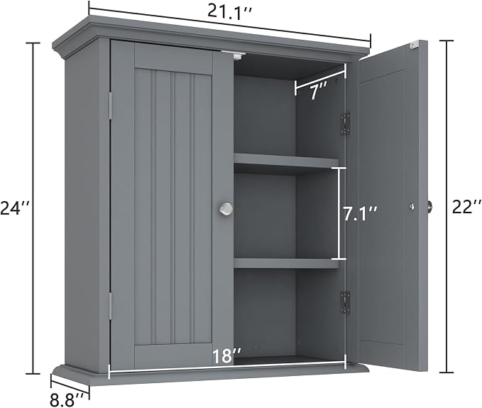 ChooChoo Bathroom Wall Cabinet, Over The Toilet Space Saver Storage Cabinet - Image 3