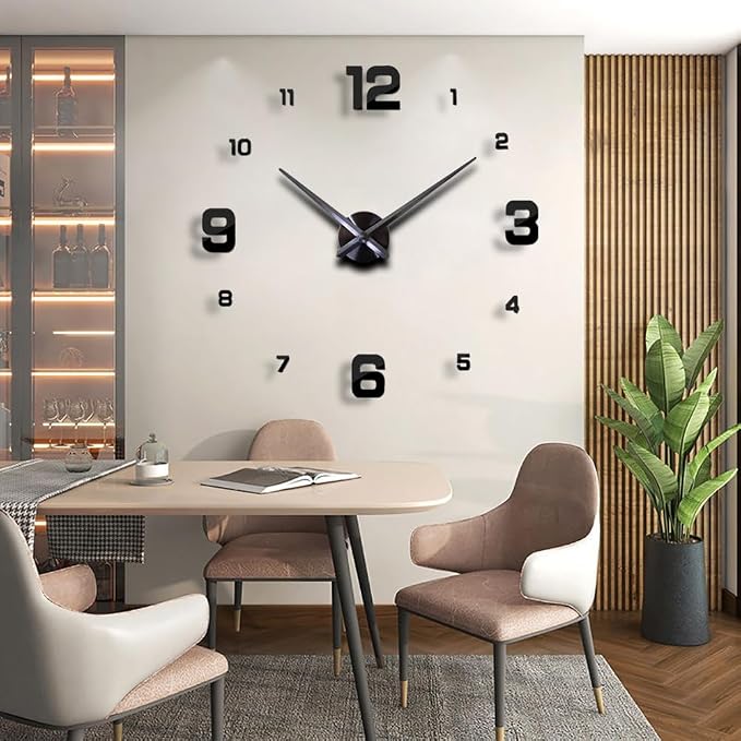 DIY 3D Wall Clock Large Frameless Watch Mirror Surface Wall Art Clock - Image 2