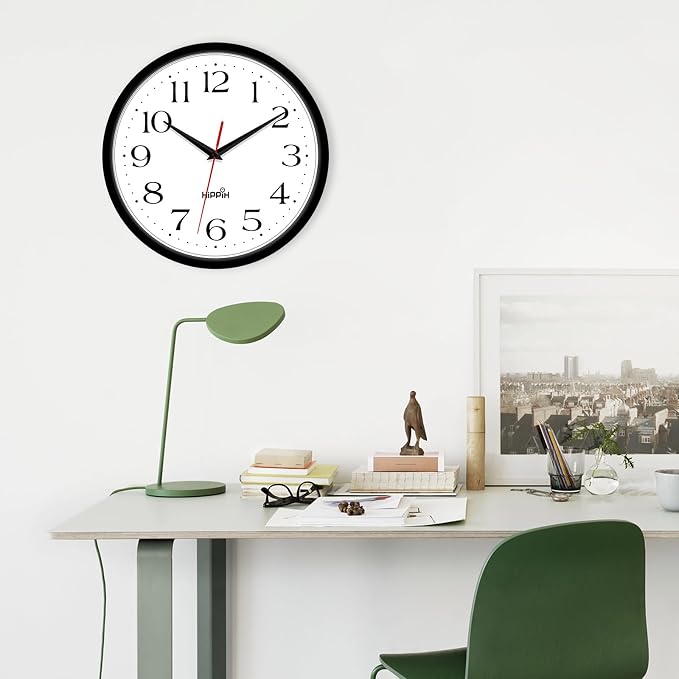 HIPPIH 2 Pack Silent Wall Clock, 10 Inch Non Ticking Quiet Digital Sweep - Image 4