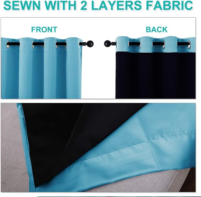 NICETOWN 100% Blackout Blinds, Teal Blue, Laundry Room Decor Window Treatment - Image 5