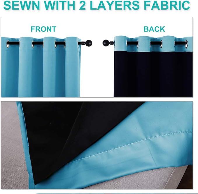 NICETOWN Full Shading Curtains for Windows, Teal Blue, 62 inches W x 95 inches L - Image 4