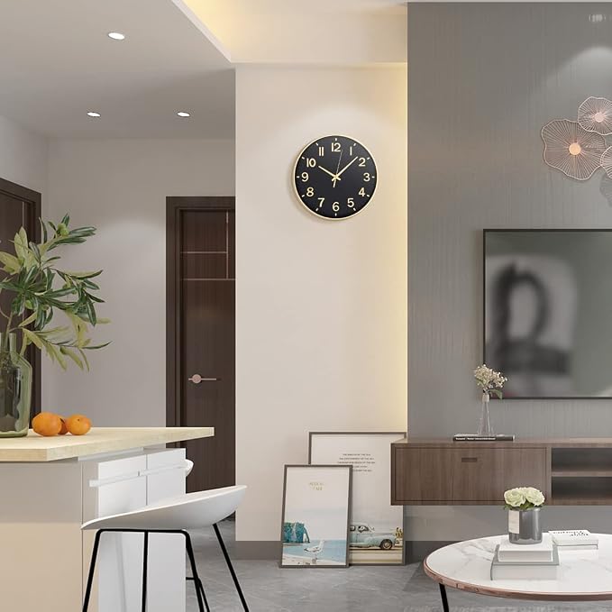 HZDHCLH Black Wall Clocks Battery Operated, 12 inch Silent Non Ticking Modern - Image 4