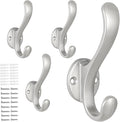 4 Pack Coat Hooks Wall Mount Heavy Duty Utility Retro Double Hooks by PEOIAOY