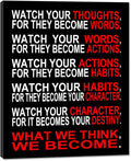 Pyradecor Large Canvas Prints Wall Art Watch Your Thoughts Motivational by Pyradecor