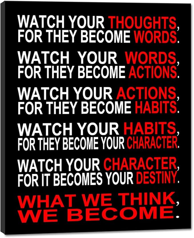 Pyradecor Large Canvas Prints Wall Art Watch Your Thoughts Motivational by Pyradecor