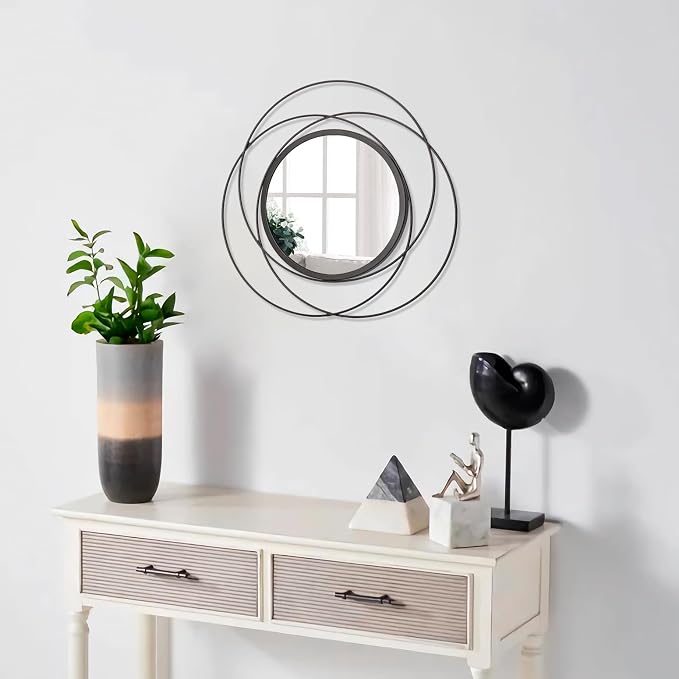 Black Circle Mirror Wall Decorative Metal Wall Mirror, Art Small Round Wall - Image 5
