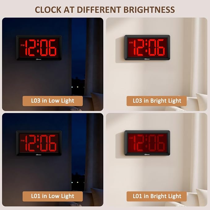 Soobest 9.5 Inch Large Digital Wall Clock Battery Operated, Auto & Manual - Image 6